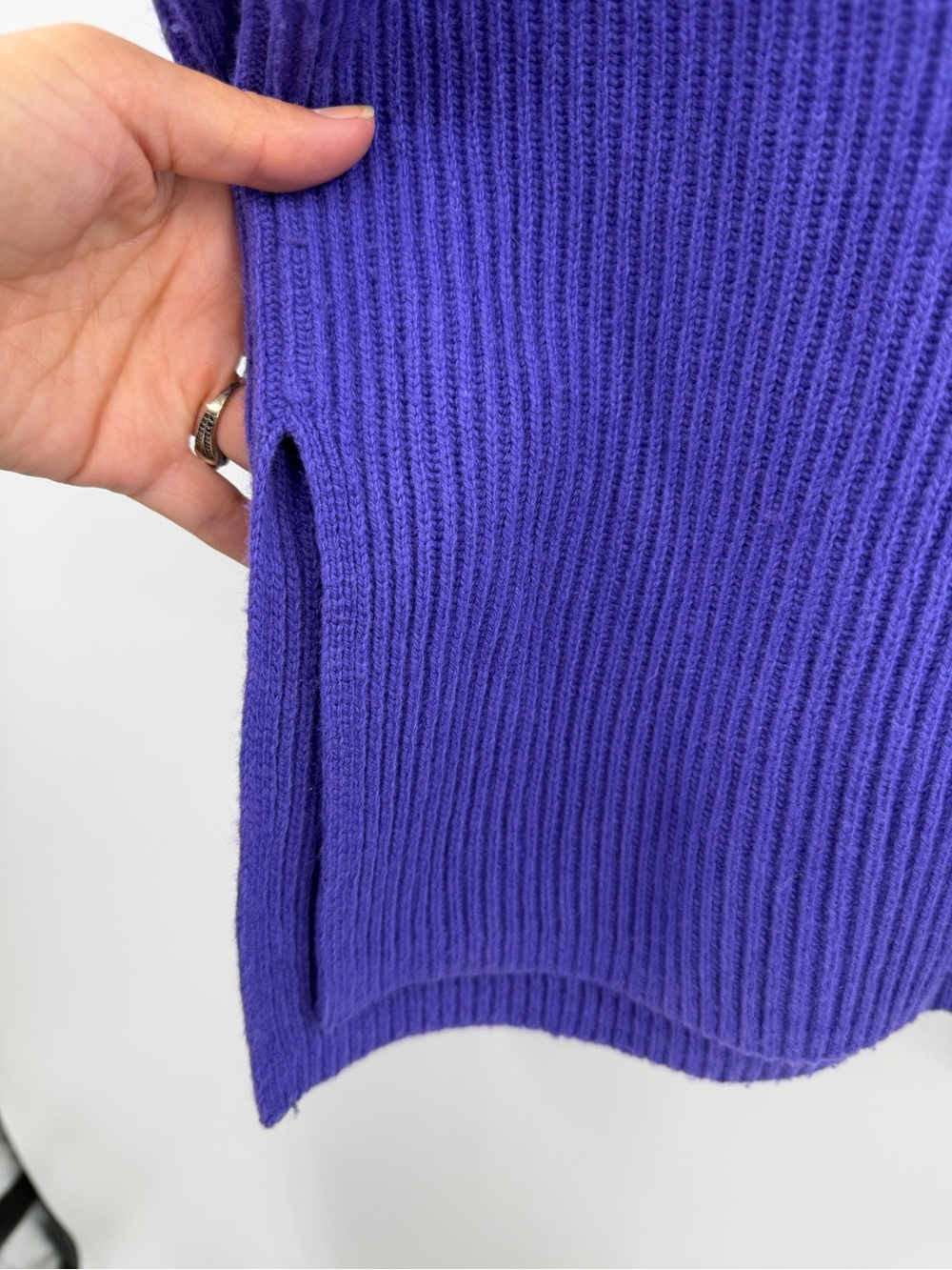 Banana Republic Italian Wool Cashmere Purple Ribbed Cowl Turtleneck Sweater XS - Picture 3 of 5
